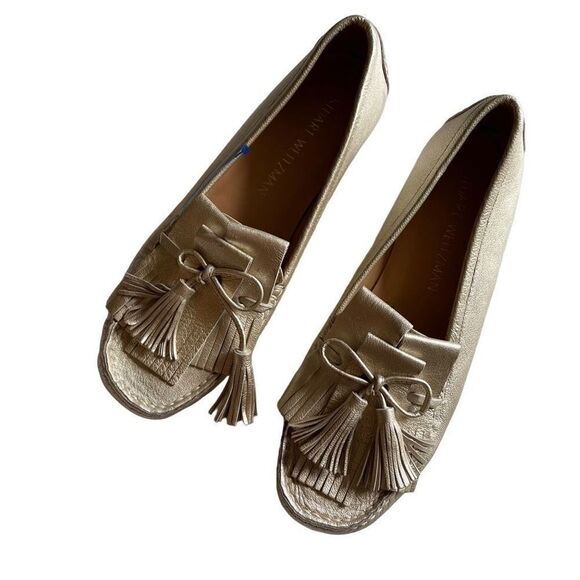 STUART WEITZMAN | gold leather tassel loafers 6 - Picture 1 of 16